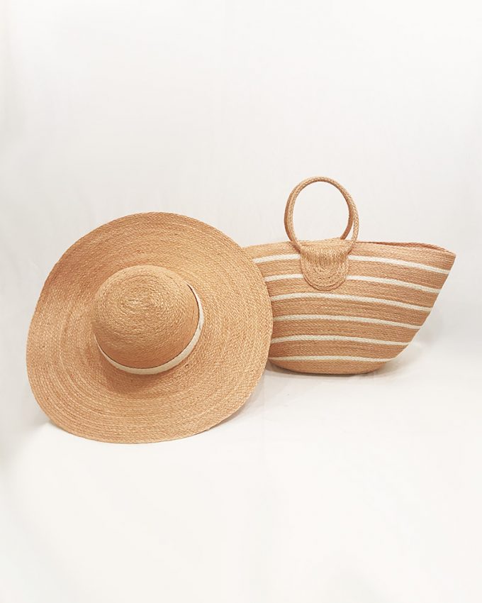 Beige Agave Bag & Hat Set